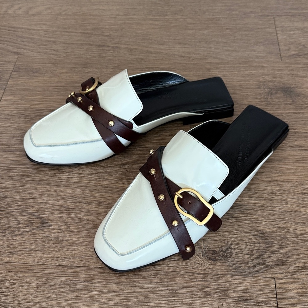 Dorothee Schumacher- Chic Women's White and Brown Mules (US 6.5-7, EU 37)